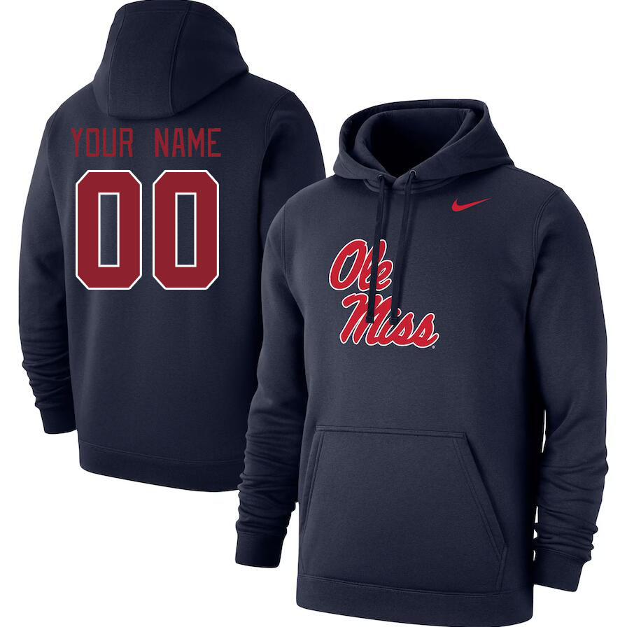 Custom Ole Miss Rebels Name And Number College Hoodie-Navy